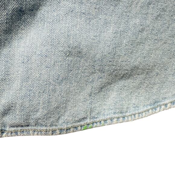 Double RRL Ralph Lauren Mens Size Medium Denim Shirt Light Wash Western Flaws - Picture 6 of 8